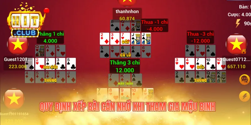 Quy định xếp bài cần nhớ khi tham gia Mậu Binh